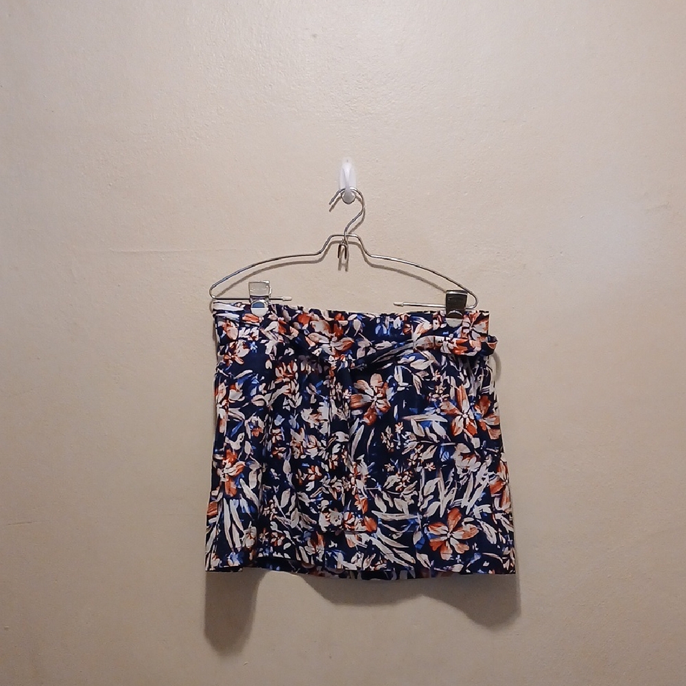 St. John's Bay Blue and Orange Floral Mini Skirt
